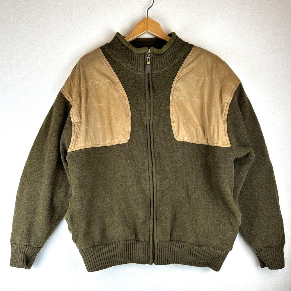 Orvis‎ Heavy Knit Wool Sweater Jacket  Sherpa Lined Cozy Outdoor